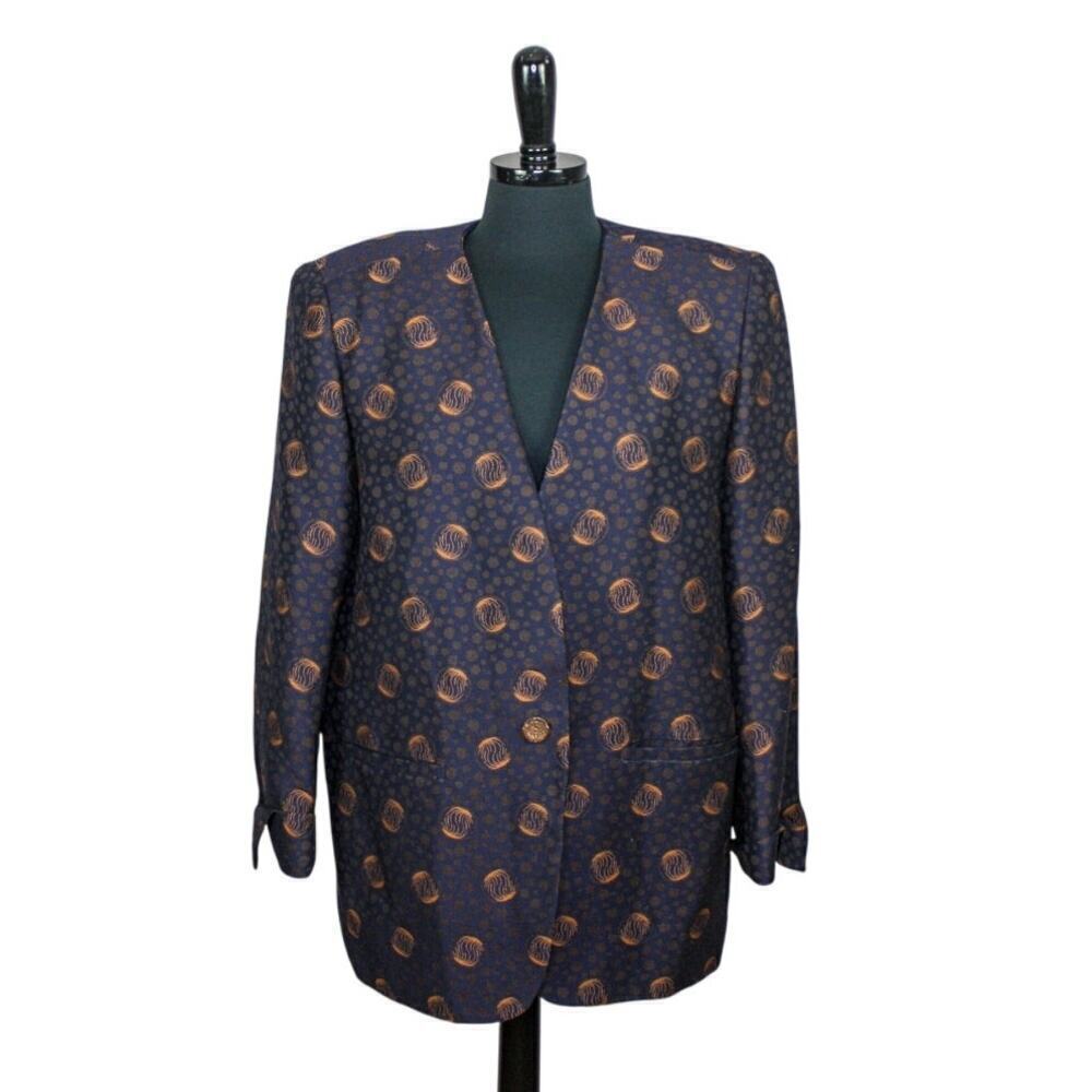Vintage Achille Dattilo Blazer Jacket Blue Copper Shoulder Pads 80s90s